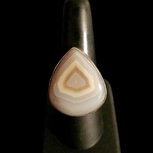 Botswana Agate Wide Teardrop Statement Ring